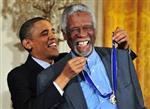 President Barack Obama and Bill Russell 